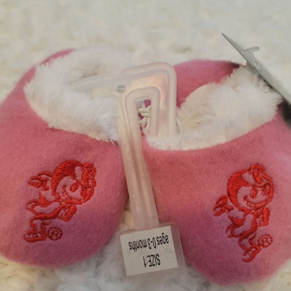 Pink Ohio State Buckeyes Slippers Booties Baby Girl 0-3 months Size 1 football